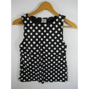 Lands' End Tankini Swim Tank Top Women 4 Black/White Polka Dot Modest Swimsuit